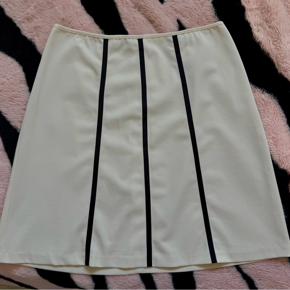 Elegant Cream Skirt with Black Stripes